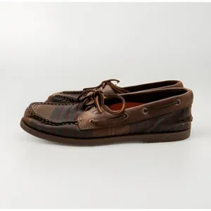 Sperry A/O Limited Edition Men's Top Sider Oil Cloth Olive Plaid Size 8.5 M