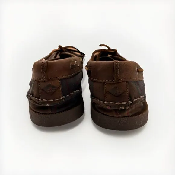 Sperry A/O Limited Edition Men's Top Sider Oil Cloth Olive Plaid Size 8.5 M