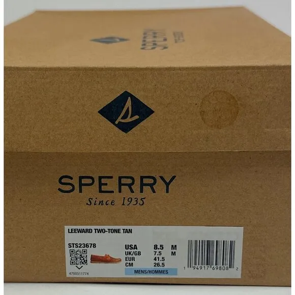 Sperry Top-Sider Leeward Two-Tone Tan Brown Mens 8.5 M Leather Boat Shoes