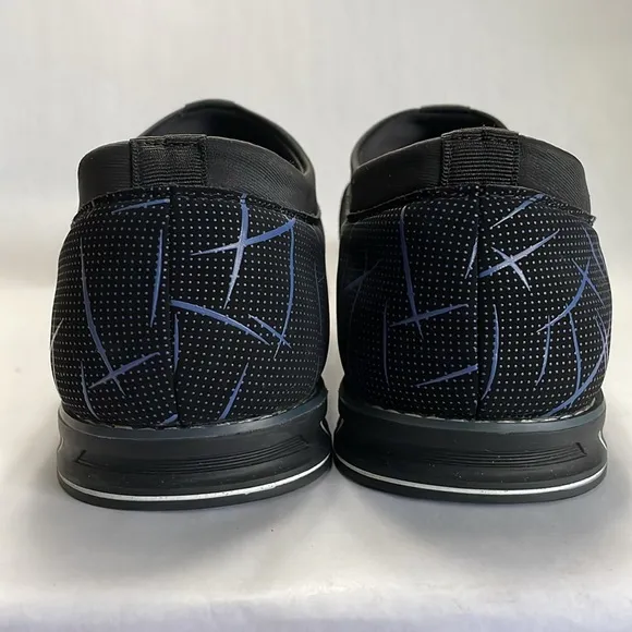 Sport Men’s Leather Slip-on Shoes, Breathable, Black and Blue