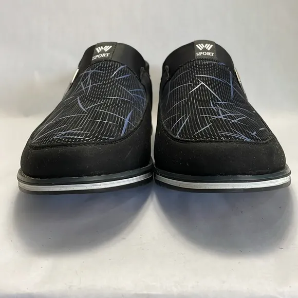 Sport Men’s Leather Slip-on Shoes, Breathable, Black and Blue