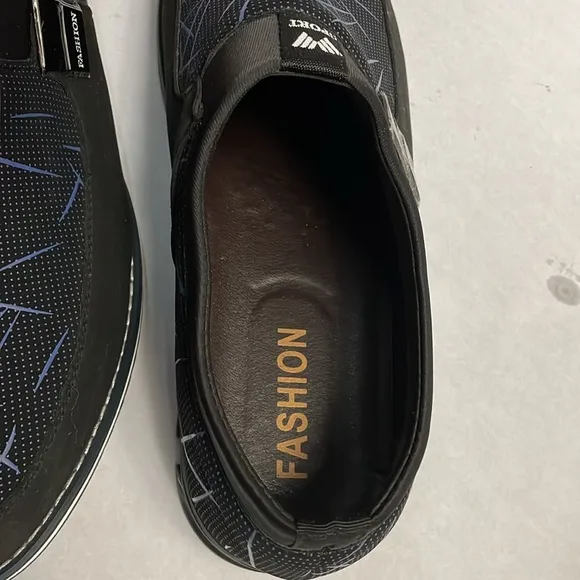 Sport Men’s Leather Slip-on Shoes, Breathable, Black and Blue