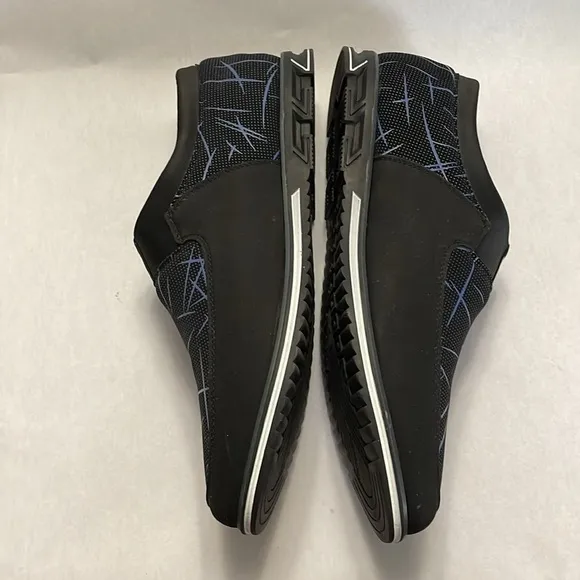 Sport Men’s Leather Slip-on Shoes, Breathable, Black and Blue