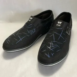 Sport Men’s Leather Slip-on Shoes, Breathable, Black and Blue