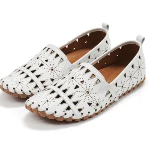 Spring Step Fusaro Flats Womens Slip On Shoes Leather White Sz 39 Loafer Casual
