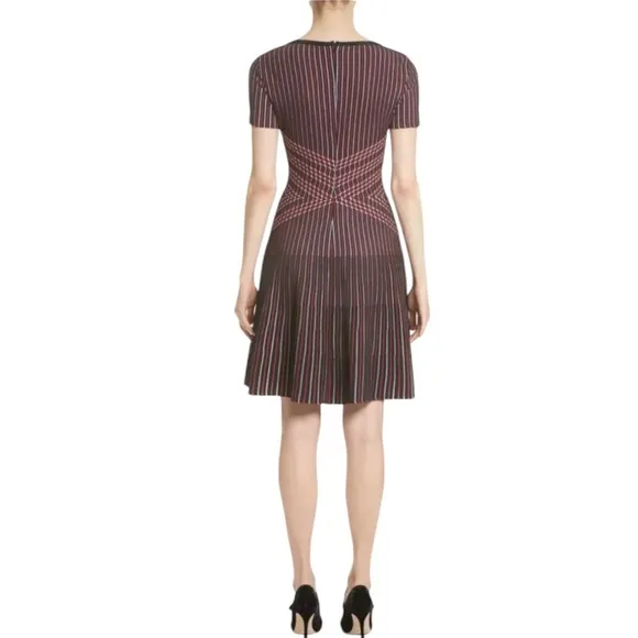 St. John Atlantis Knit Dress Fit &amp; Flair Red &amp; Black Striped Quite Luxury Preppy