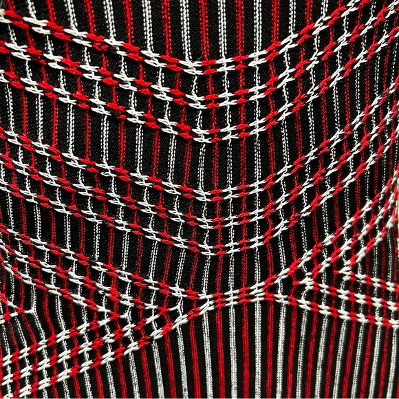 St. John Atlantis Knit Dress Fit &amp; Flair Red &amp; Black Striped Quite Luxury Preppy