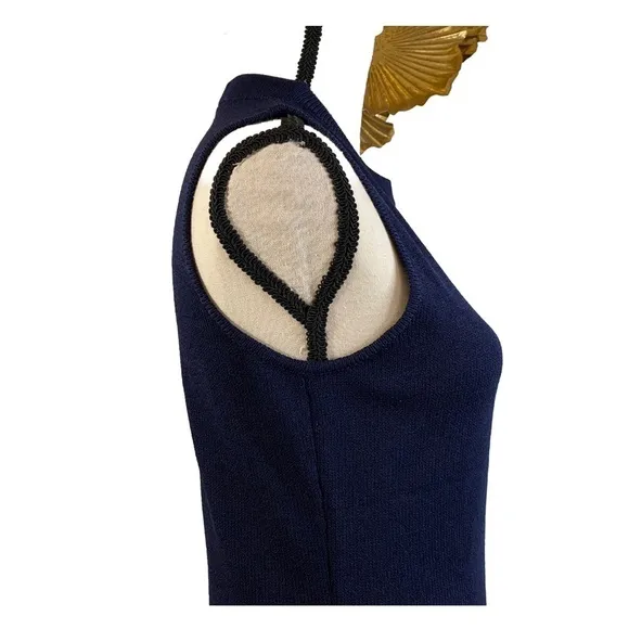 St John Basic Classic Sheath Santana Knit Dress Navy Blue Luxury Designer Sz 4