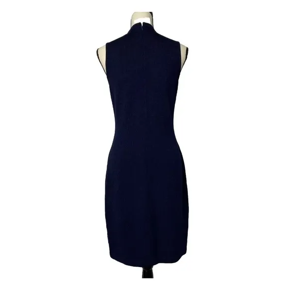 St John Basic Classic Sheath Santana Knit Dress Navy Blue Luxury Designer Sz 4