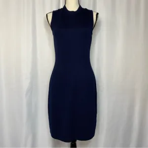 St John Basic Classic Sheath Santana Knit Dress Navy Blue Luxury Designer Sz 4