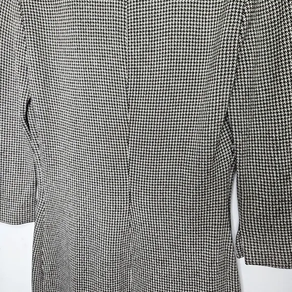 ST JOHN Micro Houndstooth Seath Midi Dress Sz S Cowl Neck Luxury