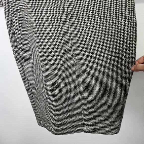 ST JOHN Micro Houndstooth Seath Midi Dress Sz S Cowl Neck Luxury