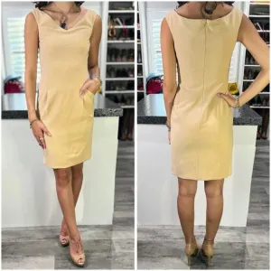St. John Nude Beige Sheath Luxury Dress $499