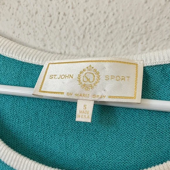 St. John Sport Blue Knit Sheath Dress with Starfish Embroidery Size Small