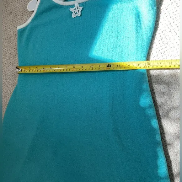 St. John Sport Blue Knit Sheath Dress with Starfish Embroidery Size Small