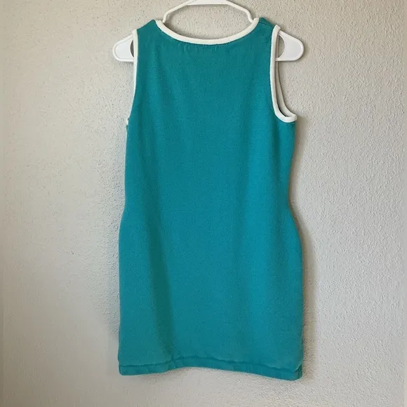 St. John Sport Blue Knit Sheath Dress with Starfish Embroidery Size Small