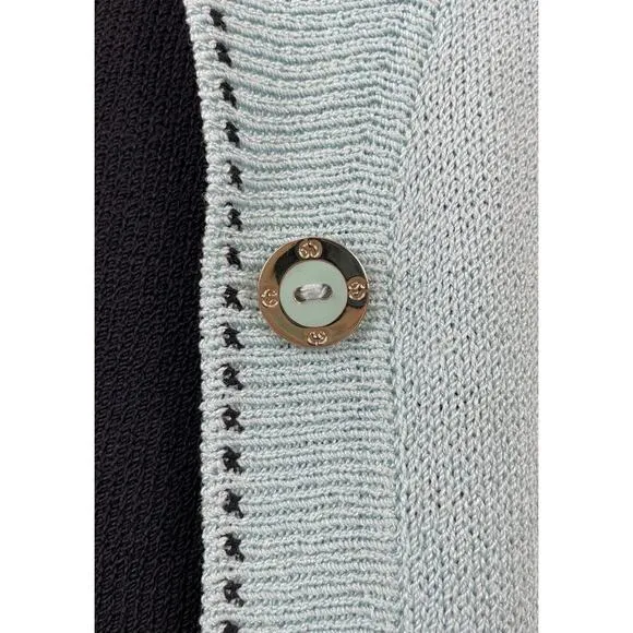 St. John Sport Knit Button Front Jacket Teal Small Blazer Luxury Old Money