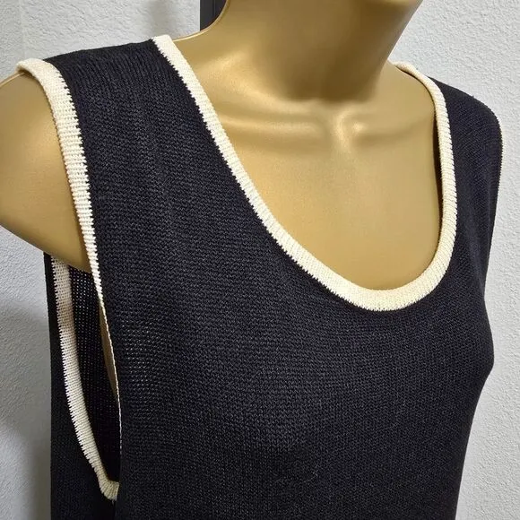 St. John Sport Santana Knit Sweater Dress M Womens Black Sleeveless Quiet Luxury