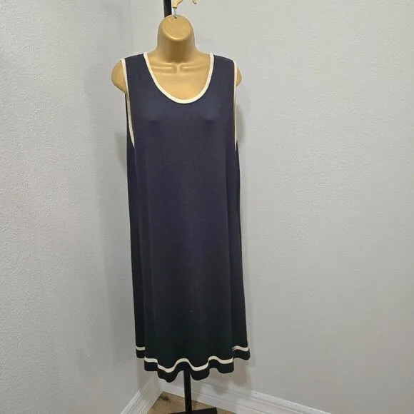 St. John Sport Santana Knit Sweater Dress M Womens Black Sleeveless Quiet Luxury
