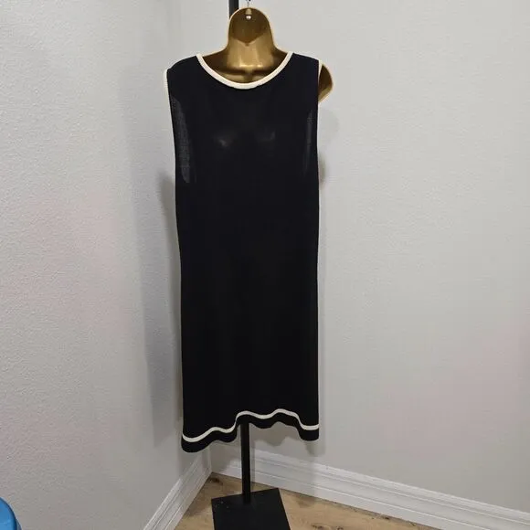 St. John Sport Santana Knit Sweater Dress M Womens Black Sleeveless Quiet Luxury