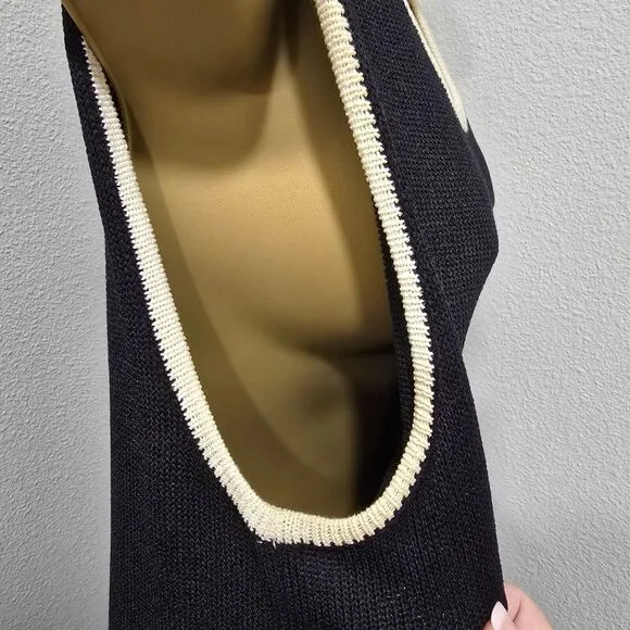St. John Sport Santana Knit Sweater Dress M Womens Black Sleeveless Quiet Luxury