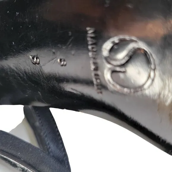 St. John Storm Black Crepe &amp; Rhinestone Heels Women Size 8 B