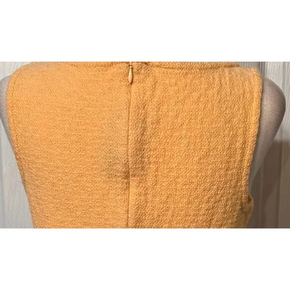 St. John Sz 8 Textured Knit Sheath Dress Modest Midi Pale Yellow Quiet Luxury