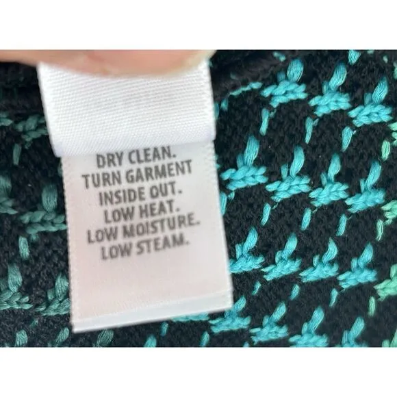 St. John Tweed Boucle‎ Dress Women's size 8 Black/Aqua Stripe Quiet Luxury