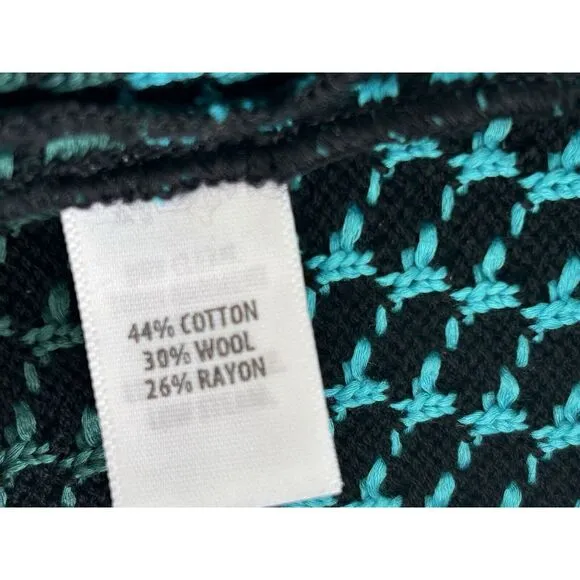 St. John Tweed Boucle‎ Dress Women's size 8 Black/Aqua Stripe Quiet Luxury