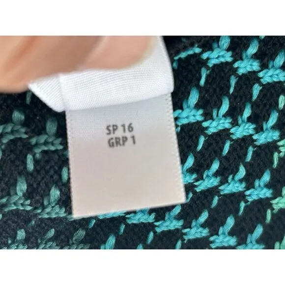 St. John Tweed Boucle‎ Dress Women's size 8 Black/Aqua Stripe Quiet Luxury