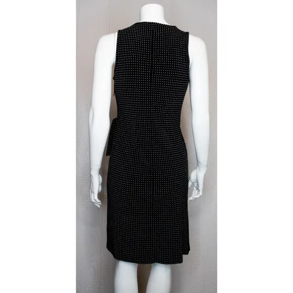 ST. JOHN Vintage '90s Silver Studded Polka Dot Black Wrap Dress NWT US 2