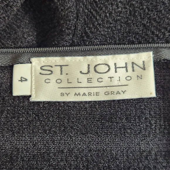 ST. JOHN Womens Dress Size 4 Solid Black Long Sleeve Knee Length Minimalist