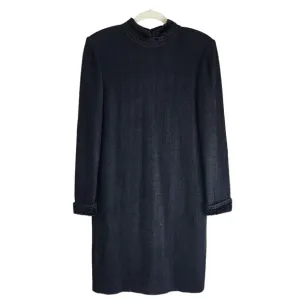 ST. JOHN Womens Dress Size 4 Solid Black Long Sleeve Knee Length Minimalist