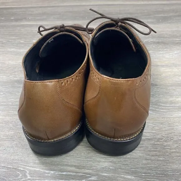 Stacy Adams Mens 13 M Oxfords Brown Lace Up Wingtip Leather Shoes Casual Preppy