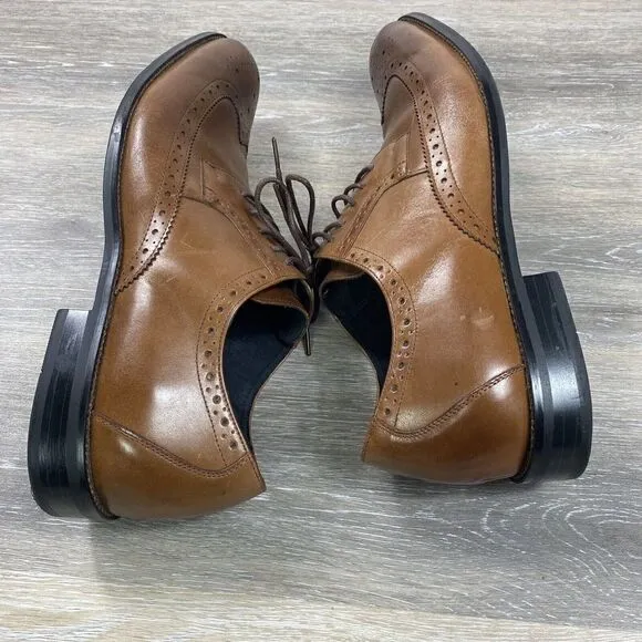 Stacy Adams Mens 13 M Oxfords Brown Lace Up Wingtip Leather Shoes Casual Preppy