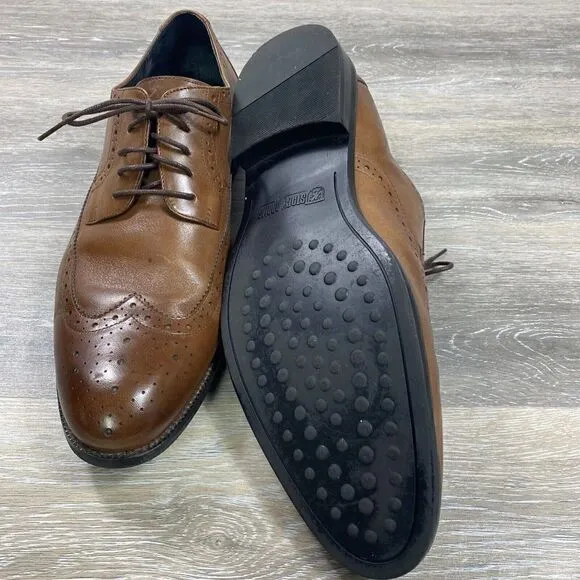 Stacy Adams Mens 13 M Oxfords Brown Lace Up Wingtip Leather Shoes Casual Preppy