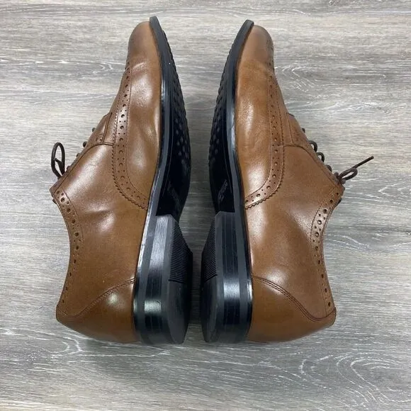 Stacy Adams Mens 13 M Oxfords Brown Lace Up Wingtip Leather Shoes Casual Preppy