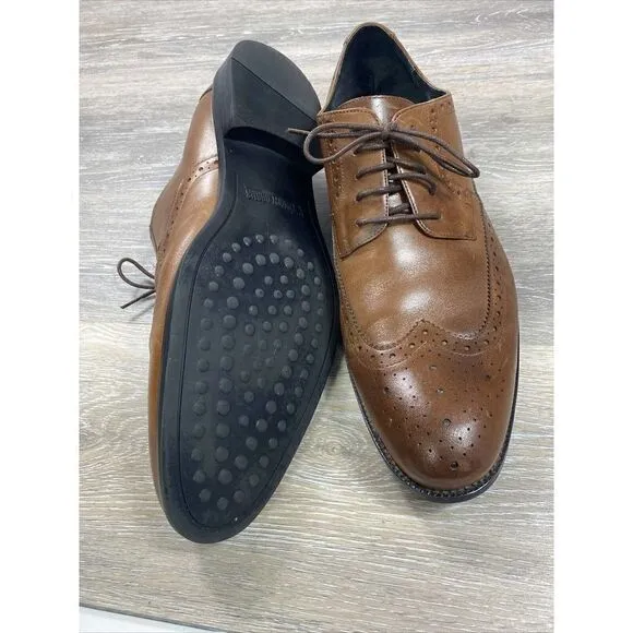 Stacy Adams Mens 13 M Oxfords Brown Lace Up Wingtip Leather Shoes Casual Preppy