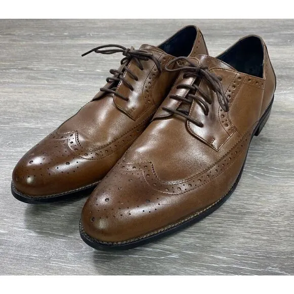 Stacy Adams Mens 13 M Oxfords Brown Lace Up Wingtip Leather Shoes Casual Preppy