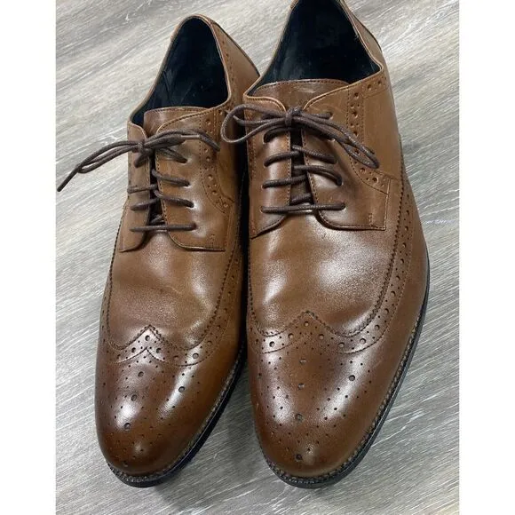 Stacy Adams Mens 13 M Oxfords Brown Lace Up Wingtip Leather Shoes Casual Preppy