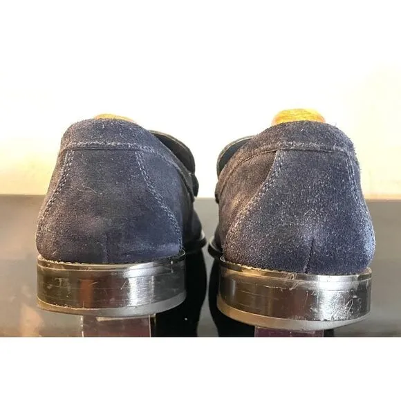 Stacy Adams Mens Casual Walking Shoes Blue Suede Horse Bit Loafers Dressy 10.5 M
