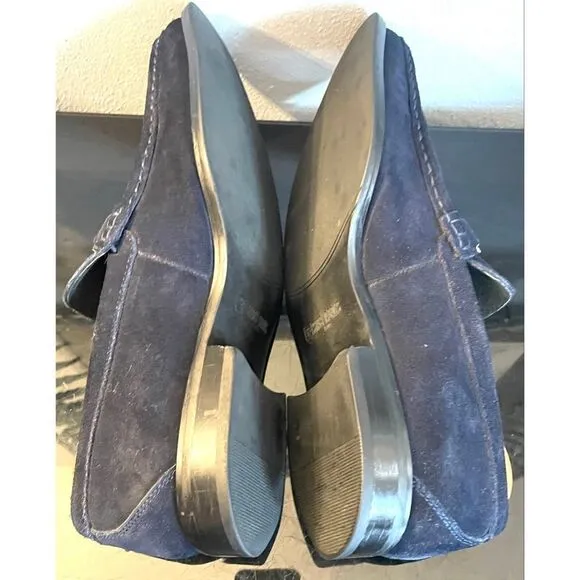 Stacy Adams Mens Casual Walking Shoes Blue Suede Horse Bit Loafers Dressy 10.5 M