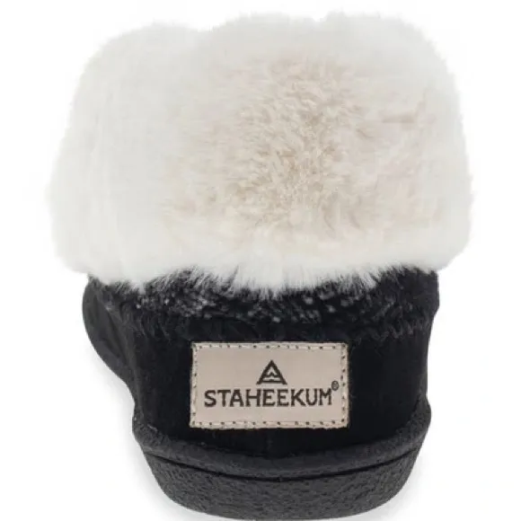 STAHEEKUM SUEDE LEATHER SLUMBER FARMHOUSE COZY MEMORY FOAM SLIPPERS NWT SZ 8