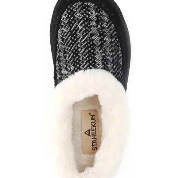 STAHEEKUM SUEDE LEATHER SLUMBER FARMHOUSE COZY MEMORY FOAM SLIPPERS NWT SZ 8