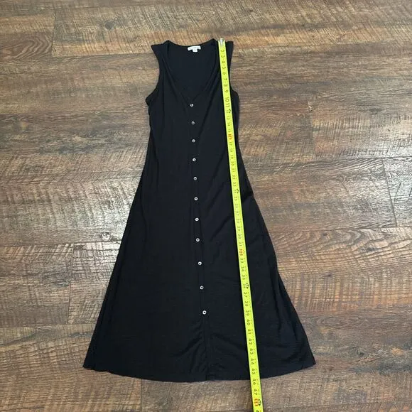 Standard James Perse Dress Sleeveless Black Midi Minimalist Capsule Size 0 XS