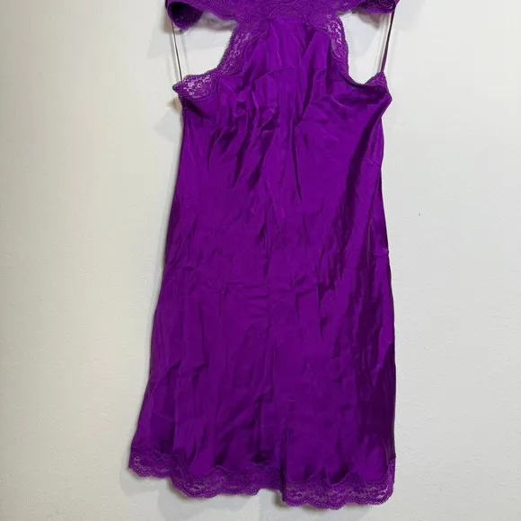 Stella McCartney Purple Lace Silk Cutout Mini Slip Dress Intimate Lingerie M
