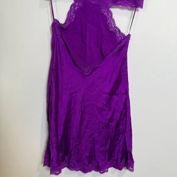 Stella McCartney Purple Lace Silk Cutout Mini Slip Dress Intimate Lingerie M