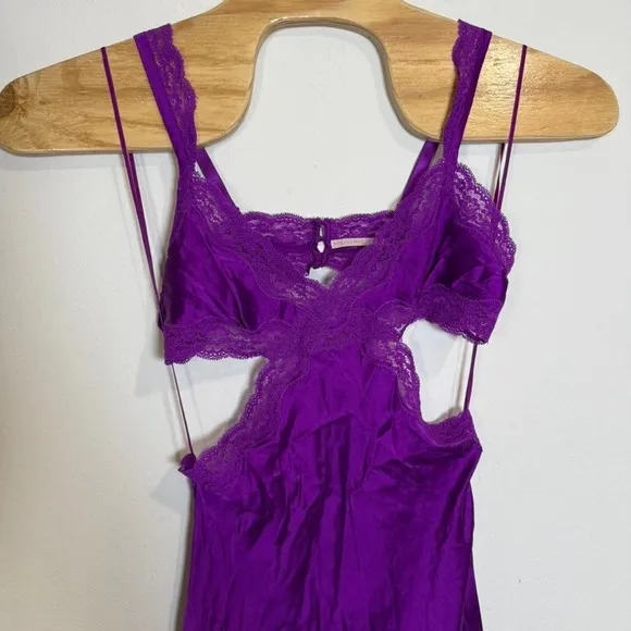 Stella McCartney Purple Lace Silk Cutout Mini Slip Dress Intimate Lingerie M