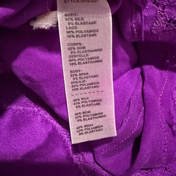 Stella McCartney Purple Lace Silk Cutout Mini Slip Dress Intimate Lingerie M