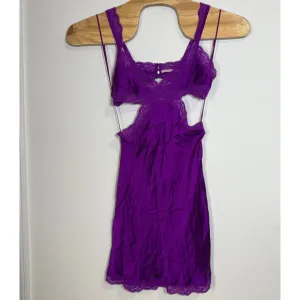 Stella McCartney Purple Lace Silk Cutout Mini Slip Dress Intimate Lingerie M